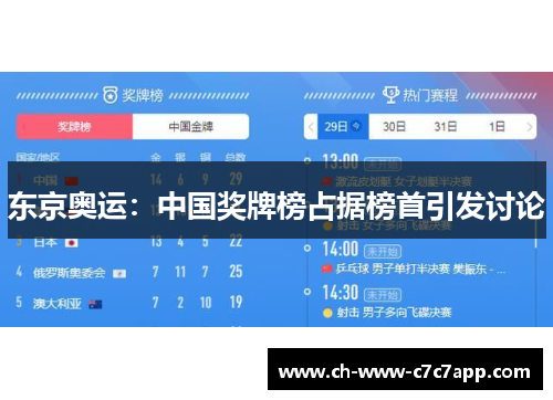 东京奥运：中国奖牌榜占据榜首引发讨论